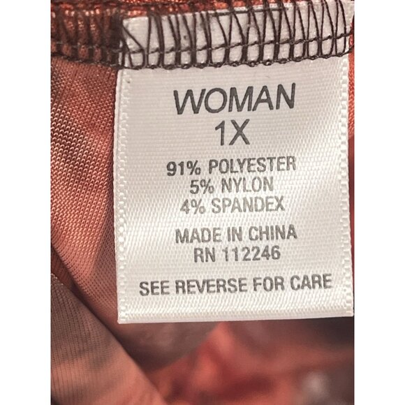 Dress Barn Y2K Velvet Paisley Ruched Square Neck Retro Grunge Whimsygoth Tee 1X - Picture 6 of 6